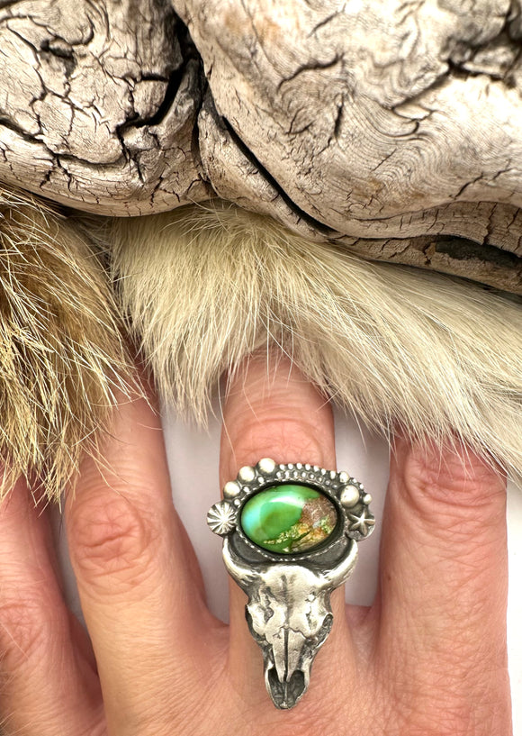 Sterling Bison Skull Ring Finished to Size or as a Pendant/Necklace