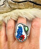No.2 Indian Paintbrush & Bluebonnet Plate Ring Finished to Size or as a Pendant/Necklace