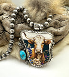 Longhorn with Bluebonnet Pendant (BEADS NOT INCLUDED)
