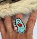 No.1 Pink Flamingo Plate Ring Finished to Size or as a Pendant/Necklace