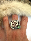 No.2 Sheep Plate Ring Finished to Size or as a Pendant/Necklace