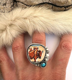 No.2 Bison Plate Ring Finished to Size or as a Pendant/Necklace