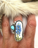 No.5 Bluebonnet Plate Ring Finished to Size or as a Pendant/Necklace