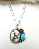 Left Facing Patriotic Bucking Horse Necklace