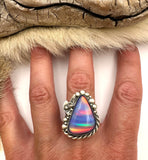No.4 Aurora Opal Ring Finished to Size or as a Pendant/Necklace