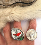 Cardinal Plate Ring Finished to Size or as a Pendant/Necklace