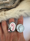 No.2 Pink Flamingo Plate Ring Finished to Size or as a Pendant/Necklace