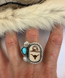 Longhorn Plate Ring Finished to Size or as a Pendant/Necklace