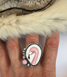 No.2 Pink Flamingo Plate Ring Finished to Size or as a Pendant/Necklace