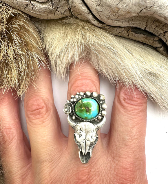 Sterling Bison Skull Ring Finished to Size or as a Pendant/Necklace