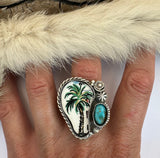 No.1 Palm Tree Plate Ring Finished to Size or as a Pendant/Necklace