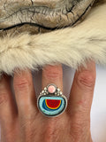 Watermelon Plate Ring Finished to Size or as a Pendant/Necklace