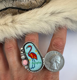 No.1 Pink Flamingo Plate Ring Finished to Size or as a Pendant/Necklace