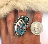 No.2 Cactus Plate Ring Finished to Size or as a Pendant/Necklace