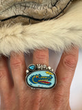 Alligator Plate Ring Finished to Size or as a Pendant/Necklace
