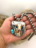 Longhorn with Bluebonnet Pendant (BEADS NOT INCLUDED)
