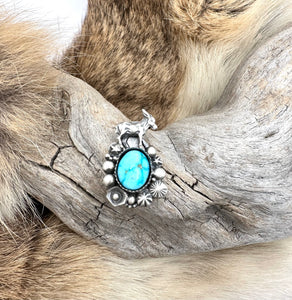 Donkey Turquoise Ring Finished to Size or as a Pendant/Necklace/Scarf Slide