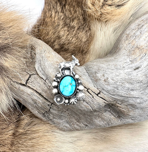 Donkey Turquoise Ring Finished to Size or as a Pendant/Necklace/Scarf Slide