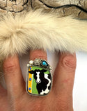 Holstein Cow Plate Ring Finished to Size or as a Pendant/Necklace