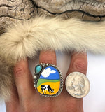 Grazing Cow Plate Ring Finished to Size or as a Pendant/Necklace