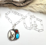 Left Facing Patriotic Bucking Horse Necklace