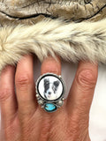 No.1 Border Collie Plate Ring Finished to Size or as a Pendant/Necklace
