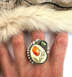 No.4 Poppy Plate Ring Finished to Size or as a Pendant/Necklace