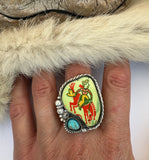 Green Bucking Horse Plate Ring Finished to Size or as a Pendant/Necklace