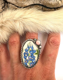 No.2 Bluebonnet Plate Ring Finished to Size or as a Pendant/Necklace