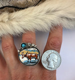 Moose Plate Ring Finished to Size or as a Pendant/Necklace