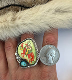 Green Bucking Horse Plate Ring Finished to Size or as a Pendant/Necklace