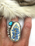 No.8 Bluebonnet Plate Ring Finished to Size or as a Pendant/Necklace