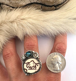 No.1 Bison Plate Ring Finished to Size or as a Pendant/Necklace