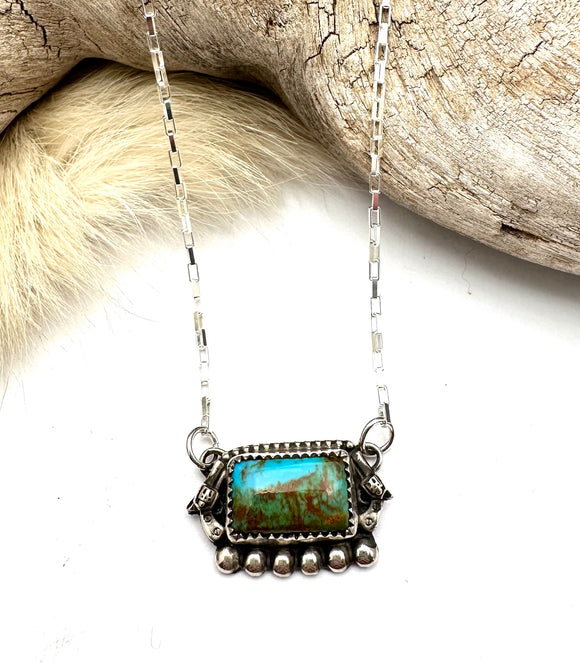 Small Pistol Turquoise Bar Necklace