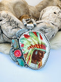 Large Vintage Chief Pendant (BEADS NOT INCLUDED)