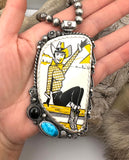 Large Retro Cowgirl Pendant (BEADS NOT INCLUDED)
