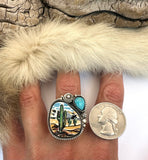 No.6 Cactus Plate Ring Finished to Size or as a Pendant/Necklace