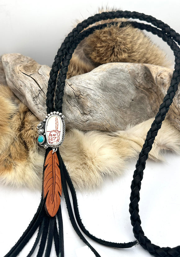 Single Feather Chief Leather Necklace