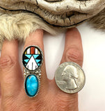 No.6 Southwest Inlay Ring Finished to Size or as a Pendant/Necklace