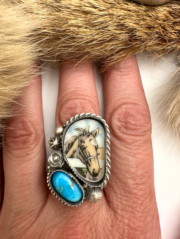 Horse Ring Finished to Size or as a Pendant/Necklace