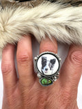 No.2 Border Collie Plate Ring Finished to Size or as a Pendant/Necklace