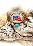 USA Flag Cuff Leather Bracelet