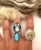 No.4 Southwest Inlay Ring Finished to Size or as a Pendant/Necklace