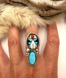 No.4 Southwest Inlay Ring Finished to Size or as a Pendant/Necklace