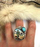 No.6 Cactus Plate Ring Finished to Size or as a Pendant/Necklace