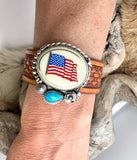 USA Flag Cuff Leather Bracelet