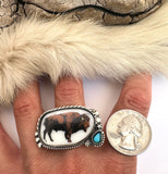 No.3 Bison Plate Ring Finished to Size or as a Pendant/Necklace