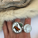 Bull Rider Plate Ring Finished to Size or as a Pendant/Necklace
