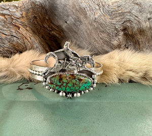 Turquoise Bucking Horse Silver Bracelet