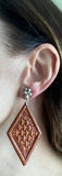 Sterling Silver Studs with Leather Diamond Earrings